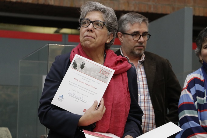 La Mtra. Sonia Fernández, directora de Cooperación Académica, consideró a la exposición el “pórtico de entrada” a las ‘X Jornadas AUSJAL’ (Foto: Alberto Hernández).