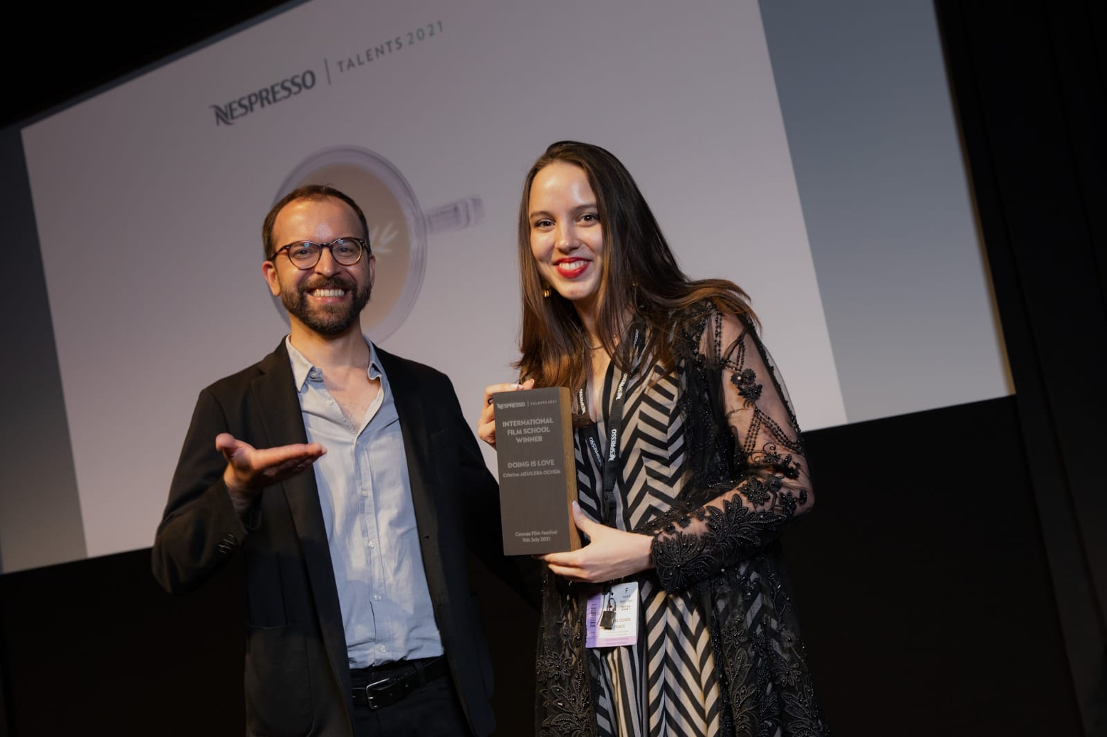 Cristina Aguilera, durante la premiación que se realizó en el Palacio del Festival de Cannes.