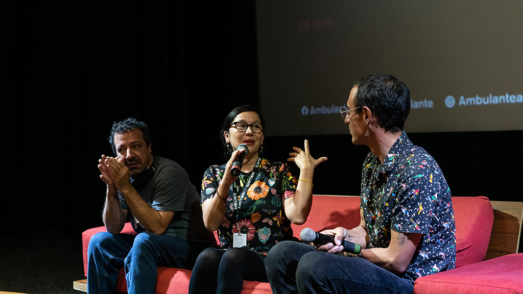 El Dr. Pablo Martínez-Zárate junto a la Directora de programación de Ambulante, Itzel Martínez del Cañizo y el Director ejecutivo de DocsMX, Inti Corderda(José Luis Rangel)