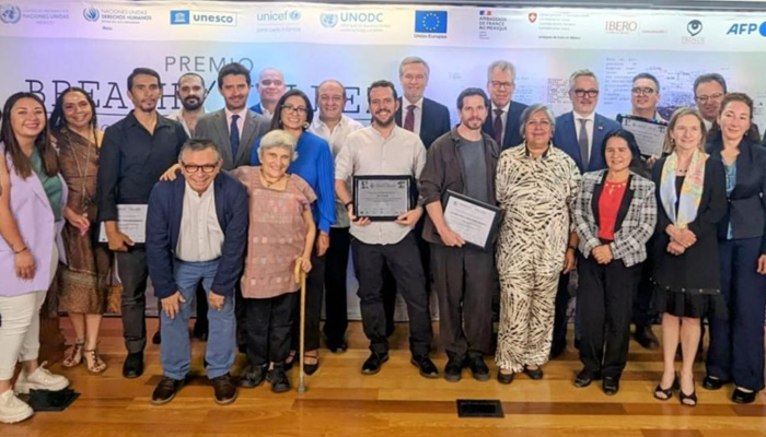 Carlos Carabaña, Alejandra Crail y Daniela Guazo ganan el Premio Breach / Valdez de Periodismo y Derechos Humanos en su sexta edición. Foto tomada de la red social X @ONUMX