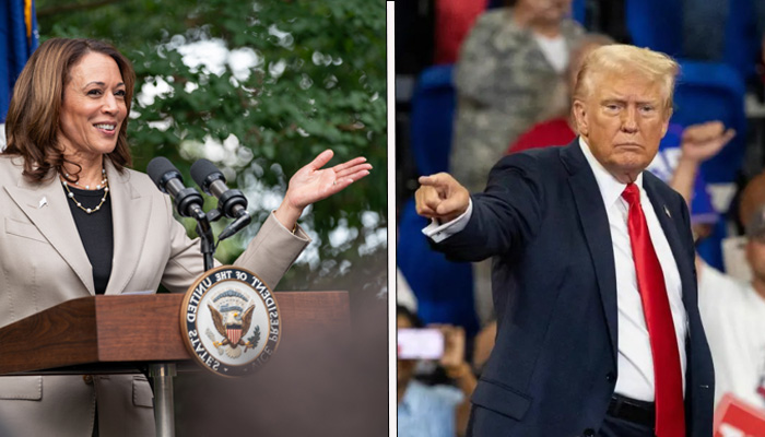La candidata demócrata a la presidencia de Estados Unidos y actual vicepresidenta, Kamala Harris, y el candidato republicano y ex presidente, Donald Trump. Fotos: @VP