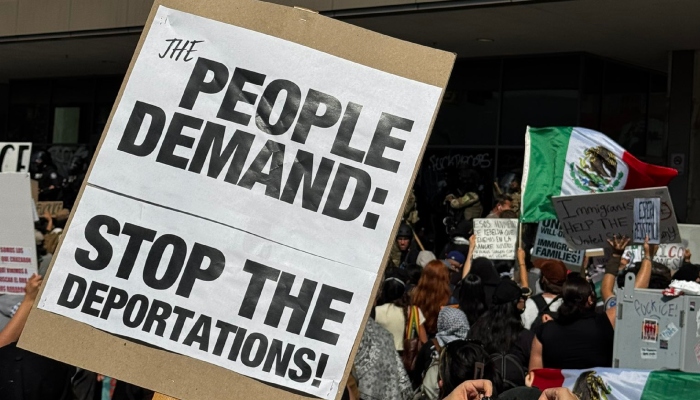 Imagen de las protestas contra las redadas de Donald Trump en Los Ángeles.